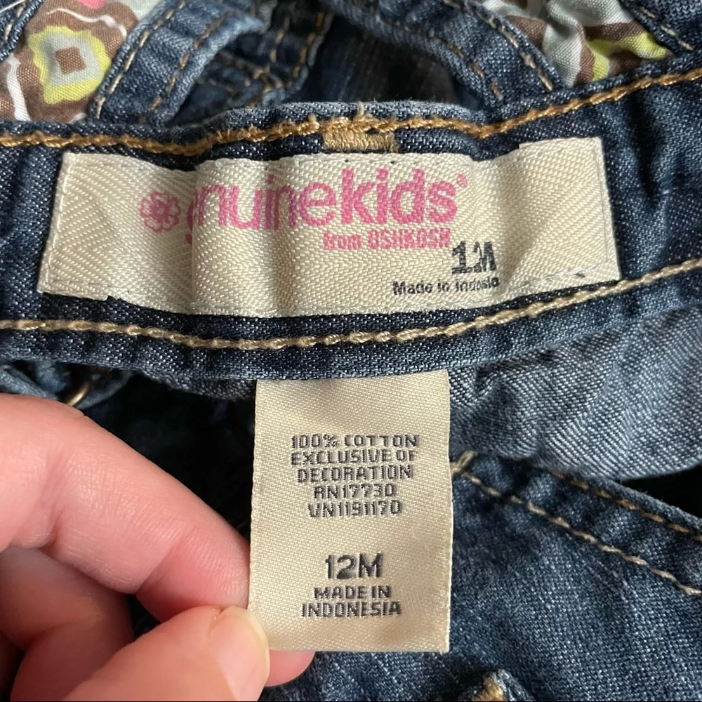OshKosh Boho Denim Shortalls Girls 12mo